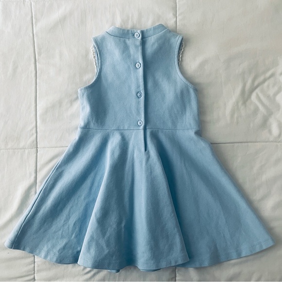 JANIE AND JACK Retro Vintage Style Lace Bib Dress Bow Blue - Picture 3 of 5